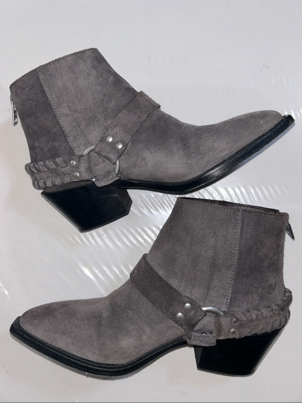 All Saints Marley Suede Ankle Boots in Slate Grey size 36